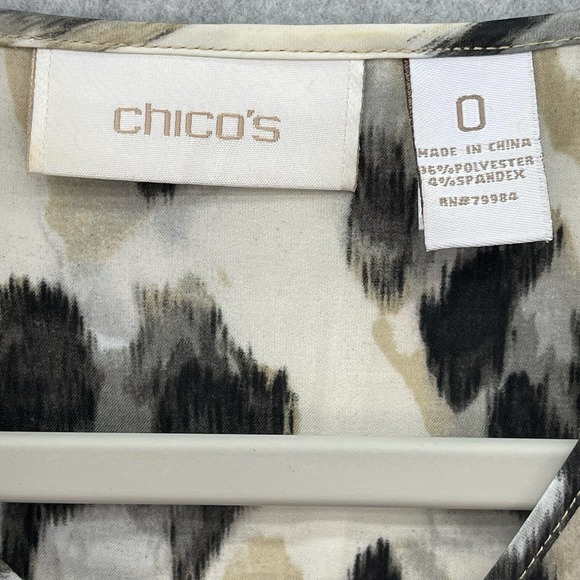 Chicos Satin Top Animal Print Drop Waist Tunic Oversized Chicos Size 0 - Picture 9 of 12